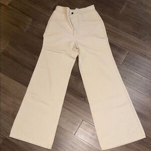 Yes! Vintage 1970’s Ivory Denim High Rise Wide Leg Flares SZ 29